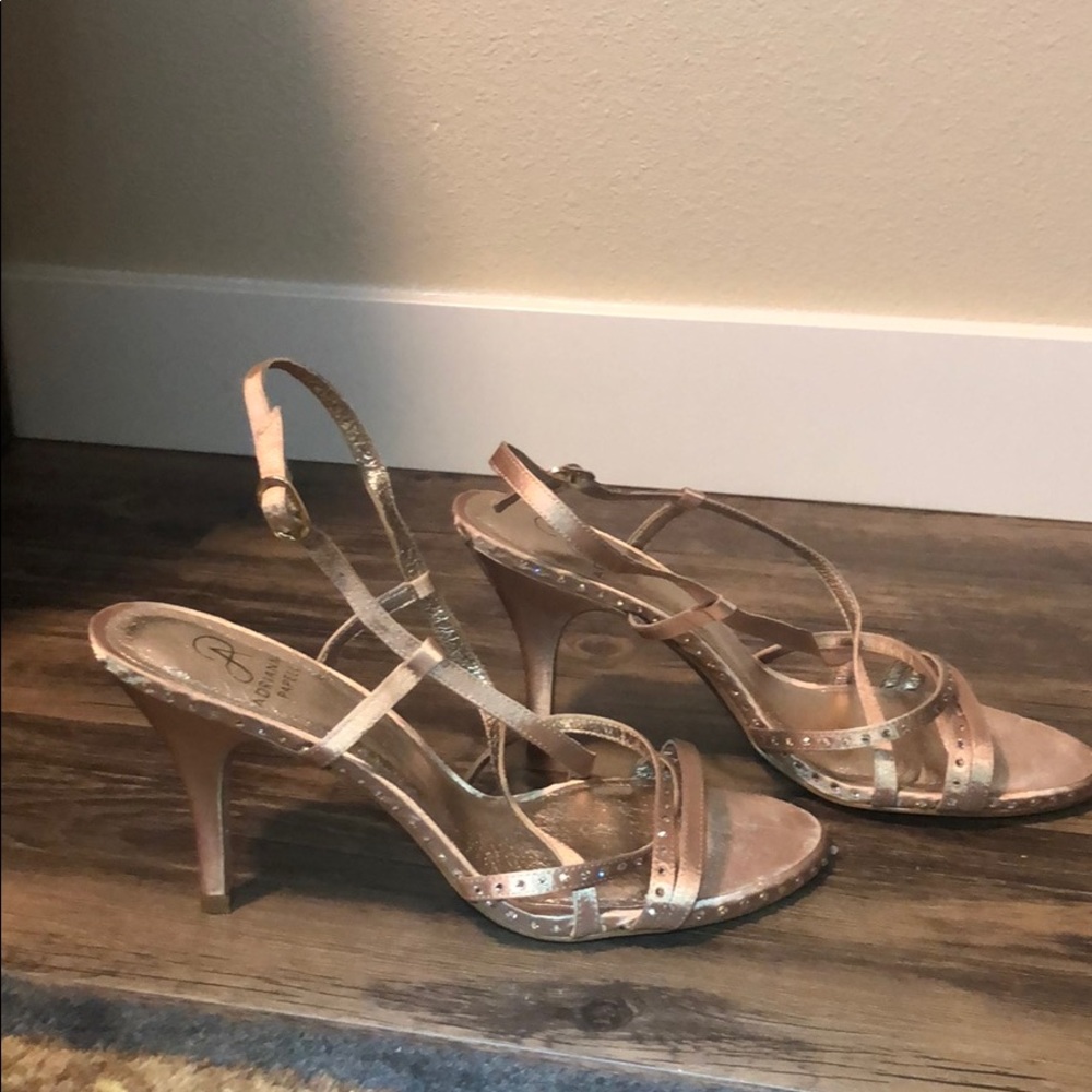 Adrianna Papell Dusty Rose Bedazzled Strappy Heels
